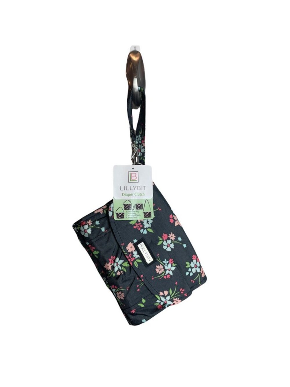 NWT Lillybit by Demdaco Diaper Clutch Bag Tote Purse Changing Pad Gray Pink